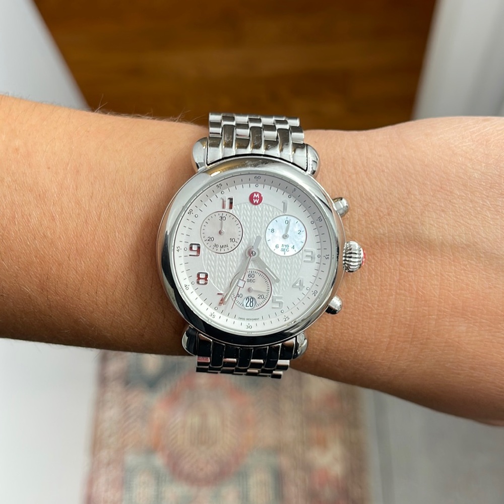 Michele silver stainless steel watch